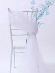 1pc Elegant Wedding Chair Sash, Sheer Chiffon Fabric, Suitable For Weddings, Parties And Romantic Decor - Perfect For Aisle Accents And Chair Decorations, Wedding Decor, Chair Back Decoration White Tulle Wedding Supplies Party Decorations
