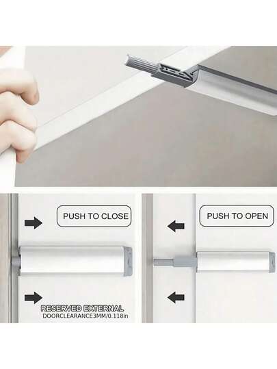 Stainless Steel Soft Close Damper, Suitable For Cabinet Doors, Push-To-Open Handleless, Hidden Magnetic Closure, Applicable For Soundproof Cabinets, Kitchen Cabinets, Drawers And Furniture Doors