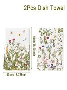 2pcs 40*48cm Spring Theme Dish Towel, Spring Printed Watercolor Flower Pattern Microfiber Polyester For Kitchen Absorbent Towel Supplies, Perfect Spring Season Holiday Printed Tableware Decoration Towel, Home Decoration Kitchen Decor, Spring Gifts Favor - Spring Flowers - View 11