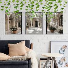3pcs Vintage Courtyard Oil Painting Wall Art Posters, Countryside Travel Natural Landscape, 2D Flat Prints For Home Office Wall Decor, Frameless - Multicolor - View 8