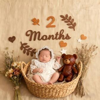 20片/套 毛毡布数字里程碑贴片，里程碑标记卡，可爱成长记录卡，适用于装饰100天、1个月、1岁生日用品，0-10个月婴儿拍照道具，节日礼物，成长记录，房间装饰，婴儿礼物