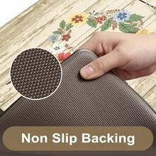 KIMODE Alfombrillas de cocina antifatiga para piso 2 piezas alfombras florales de granja acolchadas cómoda alfombra de espuma viscoelástica antideslizante para fregadero lavandería oficina - Beis - Ver 3