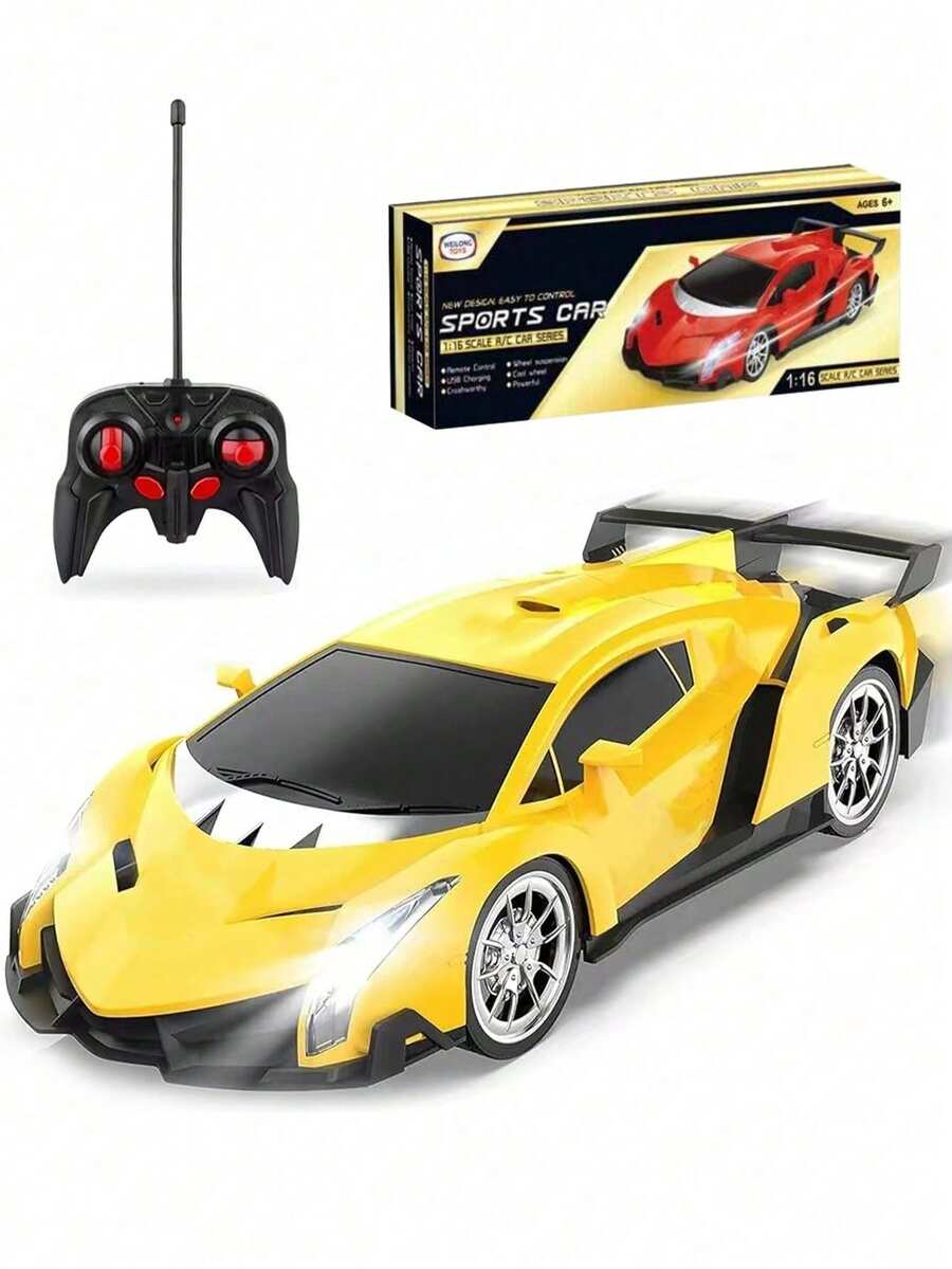 1:16 比例遥控汽车，电动玩具车爱好赛车玩具，带灯和控制器，适合 3 4 5 6 7 8 9 岁男孩和女孩的圣诞节生日礼物