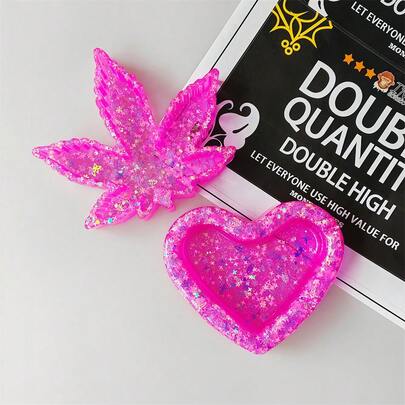 1 pieza Nuevo cenicero de plástico con lentejuelas rosas de estilo elegante, cenicero con características creativas, cenicero de decoración del hogar, accesorio para fumar, 2 opciones de patrones