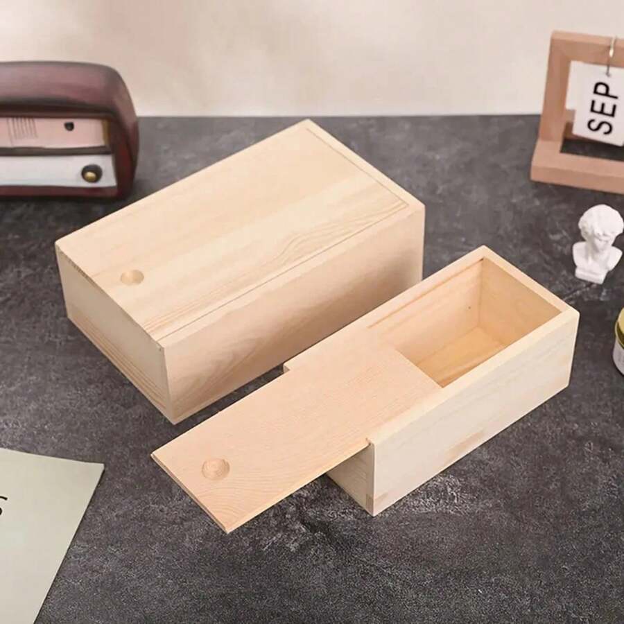 Caja de pino extraíble con tapa deslizante, caja de madera, caja de almacenamiento de madera, cajón de registro, organizador de joyas de madera, estuche DIY - Albaricoque - Ver 1