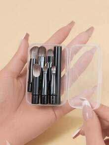 6pcs Mini Travel Makeup Brush Set With Detachable Aluminum Tubes, Portable Eye Brushes And Storage Case For Clean Hygiene – Perfect For Girls And Women, Makeup Room Decor,Makeup Bag,Travel Essential - Multicolor - View 6