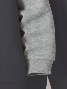 2pcs/Set Young Boy Slogan Print Hooded Single-Breasted Jacket And Casual Pants Set - Dark Grey - View 3