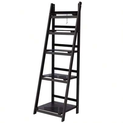 Bookshelf, 5 Tier Display Corner Wall Ladder Shelves Bookcase Bookshelves Storage Rack Plant Stand Home Living Room...
