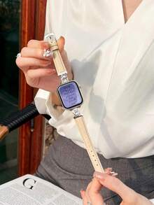 1 件女士双心水钻皮革表带，个性化定制，适用于 38/40/41/44/45/49/42/46 毫米系列 11/SE3/Ultra3/Ultra/SE/SE2/10/9/8/7/6/5/4/3/2/1 - 粉色 - 查看 6