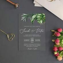 Customized Acrylic Wedding Invitation Cards With Envelopes - Customizable Names, Dates, Locations - Elegant Floral & Greenery Design - Durable Acrylic Party Invitations Suitable For Weddings, Engagements, Birthdays, Anniversaries - Formal And Casual Events - Easy To Clean And Reuse, Wedding Favors, Event Invitations, Handwritten Style, High-Quality Printing, Event Planning, Engagement Celebrations, Premium Finishing, Event Organizers - Multicolor - View 6