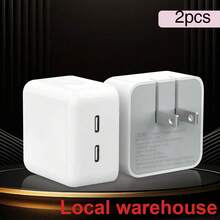 2个20W PD双USB-C折叠式墙充，支持 15/16 Pro Max、iPad系列及安卓手机/平板电脑快速充电，本地仓库发货，适合多人同时充电、多设备充电，满足家庭和办公桌充电需求。家用办公手机充电器，多端口高输出功率。 - 美規A型插(110-127V) - 查看 4
