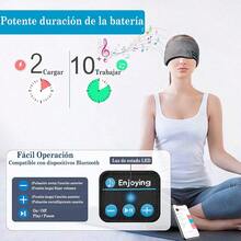 Antifaz para Dormir con Auriculares Inalámbricos Bluetooth 5.0 Máscara Ojos con Música Diadema Ajustable Altavoces Incorporados Micrófono para Viajes Aéreos y para Dormir Azul - Azul - Ver 3