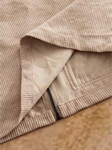 Men's Retro Corduroy Jacket-Loose Lapel Collar Casual Workwear Outerwear Coat - Màu Khaki - Xem 5