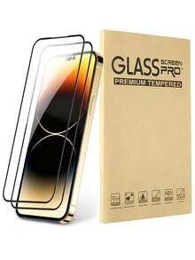 2 piezas de película de protección de pantalla HD de vidrio templado compatible con iPhone 16/16 Plus/16 Pro/16 Pro Max/15/15Pro/15Plus/15Promax, a prueba de agua, a prueba de golpes, resistente a caídas, resistente a arañazos y antihuellas dactilares con cobertura completa