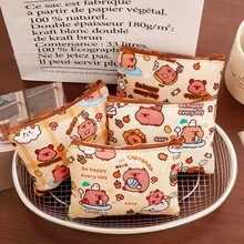 Monedero de capibara con estética Ins, bolsa de almacenamiento con cremallera mini para mujeres, adolescentes y niñas - Auriculares, lápiz labial, toallas sanitarias - Multicolor - Ver 10