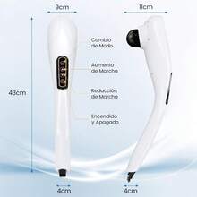 Masajeador de EspaldaMasajeador Electrico para Alivio del Dolor Muscular Masajeadores de Mano con Diseño Ergonómico 10 Modos 12 Velocidades y 6 Cabezales de Masaje Masaje para Espalda Pierna y Cuello - blanco - Ver 6