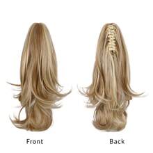 16英寸夹式马尾辫接发，女士卷曲波浪马尾辫接发，适用于各种场合，轻盈防滑。 - 彩色 - 查看 18