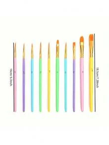 10支/套彩色水彩笔套装 - 尼龙毛，木柄 - 适用于DIY油画、丙烯画 - 美术用品，万圣节、圣诞节、感恩节礼物
