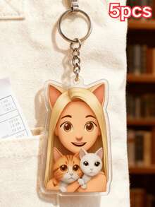 1/3/5 piezas Llavero personalizado con foto de dibujos animados, se puede convertir fotos reales en personajes de dibujos animados, regalo ideal para parejas, amigos, familia, mascotas, compañeros de clase, colegas, decoración de llavero personalizada única para oficina, escuela, hogar, cumpleaños, Navidad, aniversario, Día del Maestro, colgante de mochila, regalo conmemorativo perfecto para ocasiones especiales - Multicolor - Ver 17