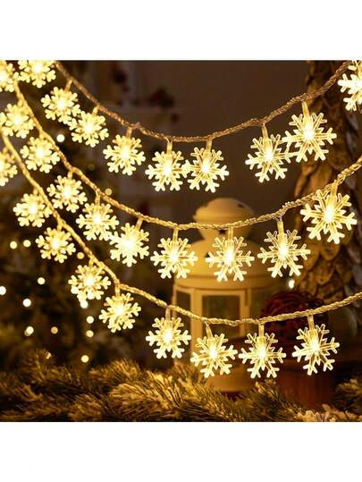 1.5m/3 Meters/6m Snowflake String Lights - Hanging Snowflake Decor, Winter Party Lights For Christmas Tree, Home, Window - Durable Plastic Snowflakes - Ideal Holiday Gift, Festive Home Decor, Seasonal Lighting, Christmas Decoration, Wedding Party Christmas Decorations Home Christmas Gifts Christmas Decor
