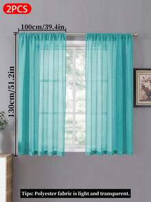 2 Panels Solid Color Window Sheer, Removable Translucent Decorative Curtain, Bedroom Living Room Privacy Curtain - malachite green - View 10