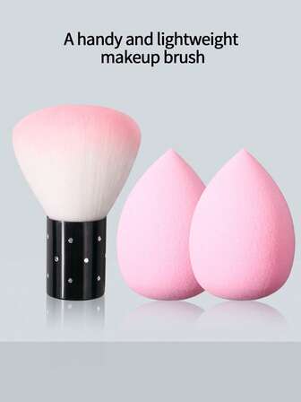 1/3pcs Professional Nail Care Tools - Mushroom Nail Powder Brush, Nail Cleaning Brush + Portable Wet & Dry Expandable Makeup Sponge