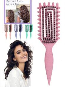2026 Curl Defining Brush For Curly Hair, Styling & Detangling Brush, Edge Lift Volume Brush For Wet Hair, Separates & Defines Curls Without Frizz, Curly Hair Brush For Coily Wavy Hair, Anti-Breakage Styling Comb, Curly Hair Tool For Women - Multicolor - View 2