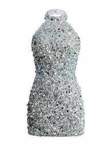 Unadoll 女士春季性感无袖露肩亮片连衣裙，适合鸡尾酒会、音乐节、派对、出席活动、生日、情人节等场合穿着。