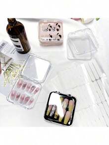 5/10/20pcs Set Transparent Nail Art Storage Box With Lid, Plastic Molded Nail Display Case - Multicolor - View 4
