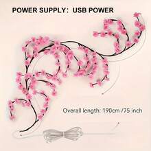1个樱花枝LED灯，DIY装饰灯，72/96/144颗LED人造樱花枝灯，USB供电，柔韧柳枝仙女灯，柔软可弯曲柳枝灯，季节性装饰，圣诞装饰家居圣诞礼物，适合室内外使用 - 暖白 - 查看 12