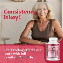 MEGNETA One Bottle - Vitamins For Menopause, Improve Hot Flashes, Night Sweats, Mood Swings, Stress, Antioxidants & Perimenopause|DIM, Black Cohosh, Chasteberry, Evening Primrose, Flax Seed & Ashwagandha|60 Capsules, 30-Day Supply - Một chai - Giai đoạn dùng thử - Xem 5