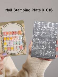 XEIJAYI 1pc Versatile Nail Art Stamp Plate With Decorative Frames - Features Lovely Star And Bow Patterns, Perfect For Home Manicure And Salon Use - Silver - View 3