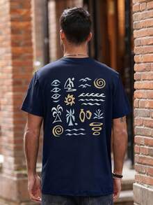 男士夏季眼睛印花圆领短袖休闲 T 恤