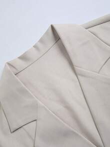Bộ quần áo nam cỡ lớn tay ngắn dáng rộng, chất liệu vải dệt, cổ đứng, màu trơn, thích hợp mặc hàng ngày đi làm. - Màu be - Xem 4