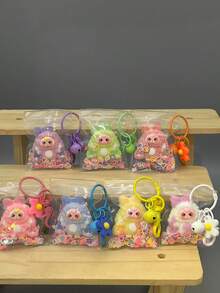 1 pieza Nueva figura coleccionable de conejo con felpa, adecuada para adolescentes, muñeca de escritorio de oficina, incluye llavero exquisito y bolsa transparente, diseño adorable con felpa, excelente para fiestas, regalos de carnaval, reuniones familiares - Multicolor - Ver 1