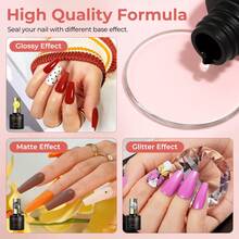 ROSALIND 48 Pcs Semi-Permanent Gel Nail Polish Set Contain 44 Colors Blue Purple Pink UV LED Gel Polish With Glitter Matt Top Coat Gloss Base And Top Coat Gel Nail Set Gifts For Women - set 03 - 查看 6