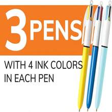 BIC 4-Color Retractable Ballpoint Pen, Long-Lasting Ink And Comfortable Wide Barrel, 3-Count Pack In Assorted Ink - trắng - Xem 3