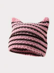 1 Máy Tính Nữ Tai Mèo Đáng Yêu Y2k Đan Nón Thích Hợp Cho Mùa Thu Đông Ấm Áp Hàng Ngày Dễ Thương, đi Học - màu đen - Xem 8