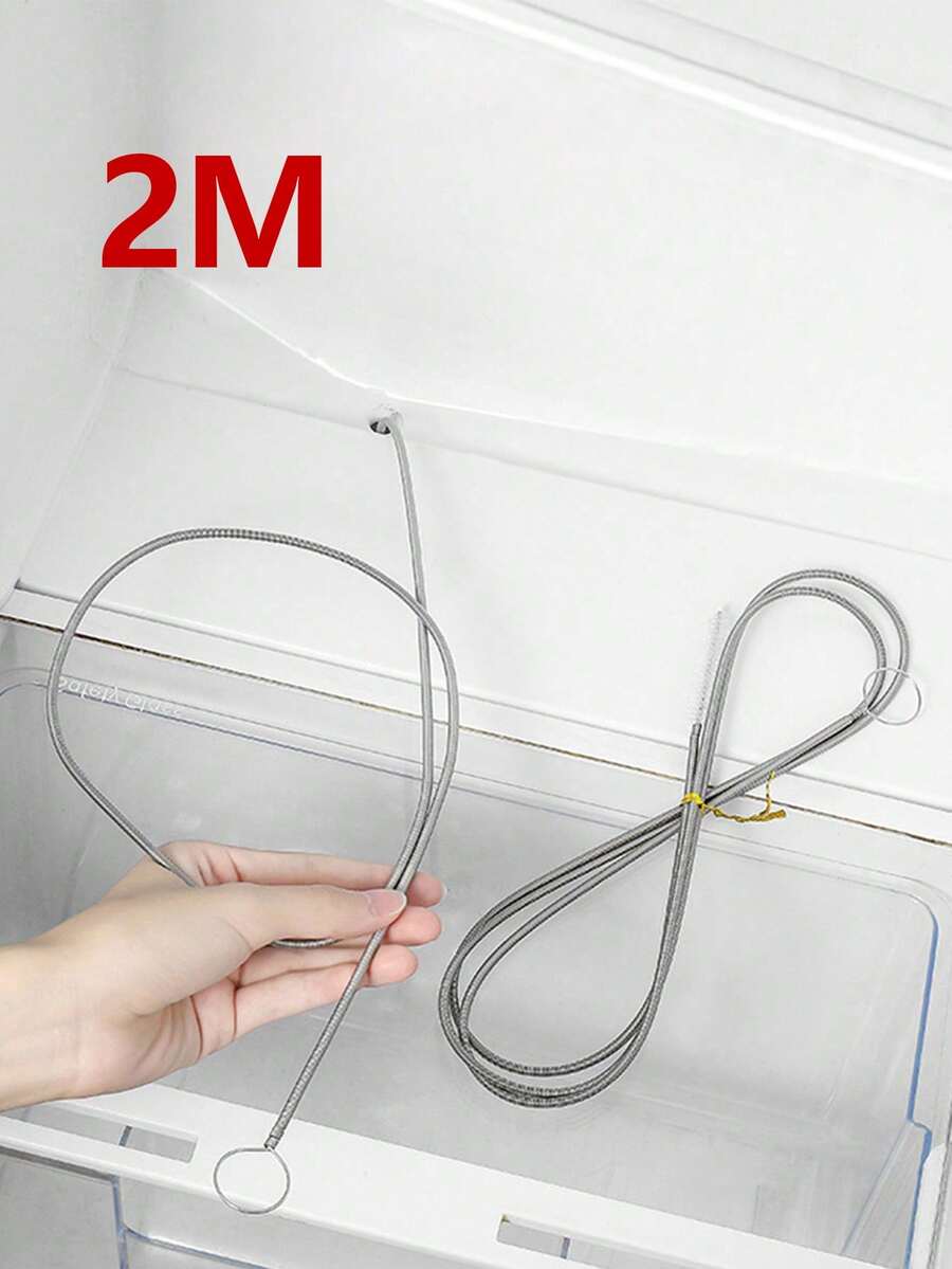 2M Stainless Steel Refrigerator Drain Pipe Cleaning Brush, Ice Blockage Remover, Drain Pipe Unclogging Tool - Multicolor - View 1