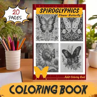 1pc Floral & Butterfly Themed Spiral Coloring Book - Mindful Art To Relax The Mind & Body, Ideal For Back To School Season, Creative Doodling Activity, Adult Coloring Book