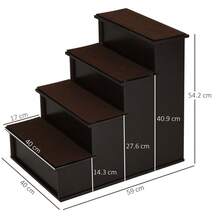 PawHut Pet Stairs, Dog/Cat Stairs With Carpet, Entrance Aid, MDF, Dark Brown, 40x59x54.2cm - 1 - View 3