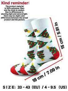1/10 Pairs Women's Assorted Christmas & Holiday Themed Mid-Calf Socks, Autumn/Winter
