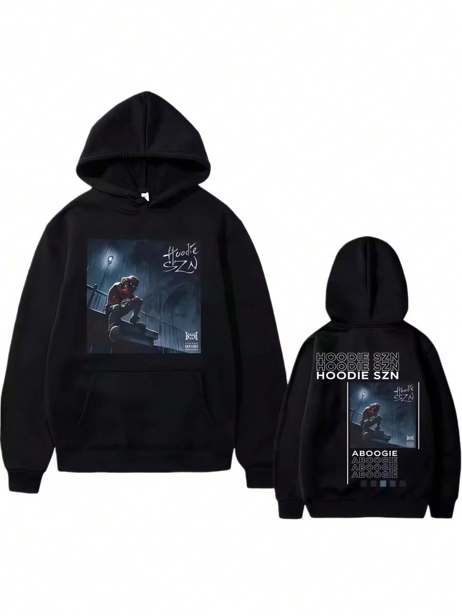 2025 Autumn And Winter Hip Hop Rapper A Boogie Wit Da  Cotton Printing Hoodie Szn Oversized Men Fashion Vintage Loose - màu đen - Xem 1