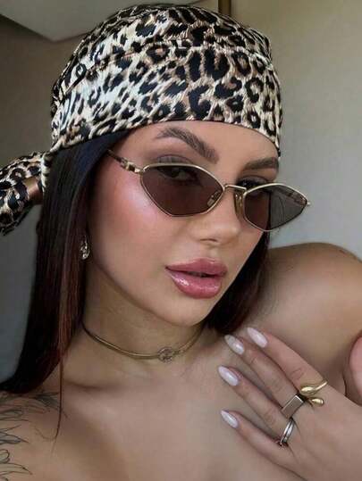 1 pieza Gafas de moda vintage con marco de metal triangular estilo bohemio, gafas decorativas de estilo para unisex