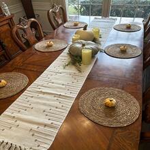 1/2/4pcs 12*12 Inch Handwoven Placemats, Bohemian Style Round Placemats, Non-Slip Washable Vintage Tablemats, Home Dining Wedding Decor Placemat Set, Kitchen Accessories, Coasters, Home Decor, Tabletop Decor, Cup Mats, Dining Table Placemats, Suitable For Dining Table, Coffee Table, Family Gathering, Wedding Party, Coffee Table