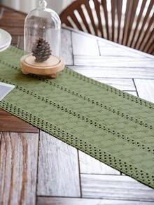 1 chiếc khăn trải bàn tua rua dệt màu xanh lá cây phong cách đồng quê Mỹ cổ điển, khăn trải bàn hình chữ nhật cho bàn cà phê, kệ tivi, tiệc ngày lễ, sinh nhật, trang trí nhà cửa, mọi mùa - màu xanh lá - Xem 3