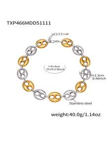 1件装多色镂空咖啡豆不锈钢项链/颈链，18K镀金夸张个性化首饰 - 咖啡豆套裝 - 查看 11