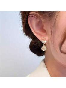 1 Pair/Cat's Eye Texture, High-End Simple And Versatile Earrings - 金色 - 查看 5