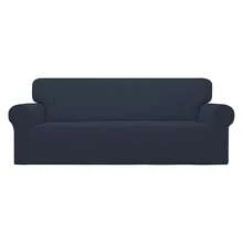 Stretch Sofa Slipcover 1-Piece Sofa Cover Furniture Protector Couch Soft With Elastic Bottom For Kids, Polyester Spandex Jacquard Fabric Small Checks Sofa, Dark Blue - Multicolor 1556 - View 1