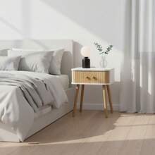 KIWI White, Black Or Natural Wood Bedside Table In Nordic Style With Drawer, Door Or Shelves, Side Table For Bedroom Or Living Room, Modern And Compact Nightstand For Home - 竹門 40x30x47 厘米 - 查看 5